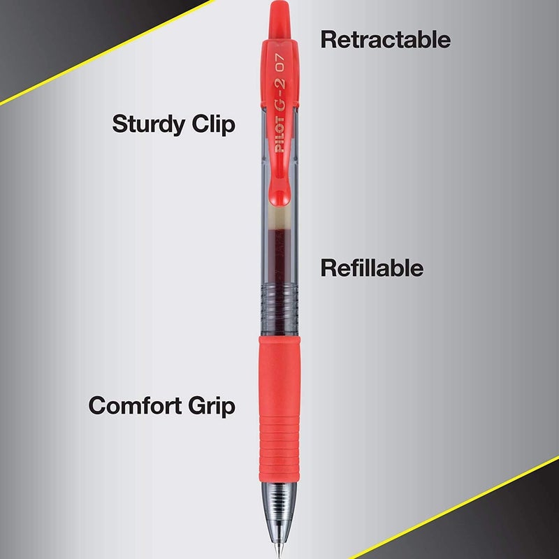 Pilot G2 Premium Gel Roller Pens, Fine Point 0.7 mm, Red, Pack of 8 - Ideal for School, Journaling & Office Writing - Image 4